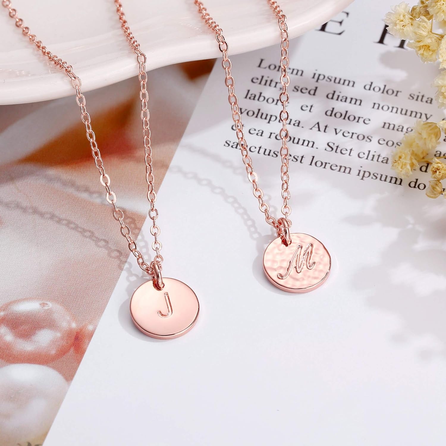 Mothers Day Gifts for Mom Daughter - 14K Gold Plated/14K Rose Gold Plated/S925 Sterling Silver Disc Initial Necklaces for Girls Jewelry Birthday Gift Graduation Gifts for Kids Girl Teens Women