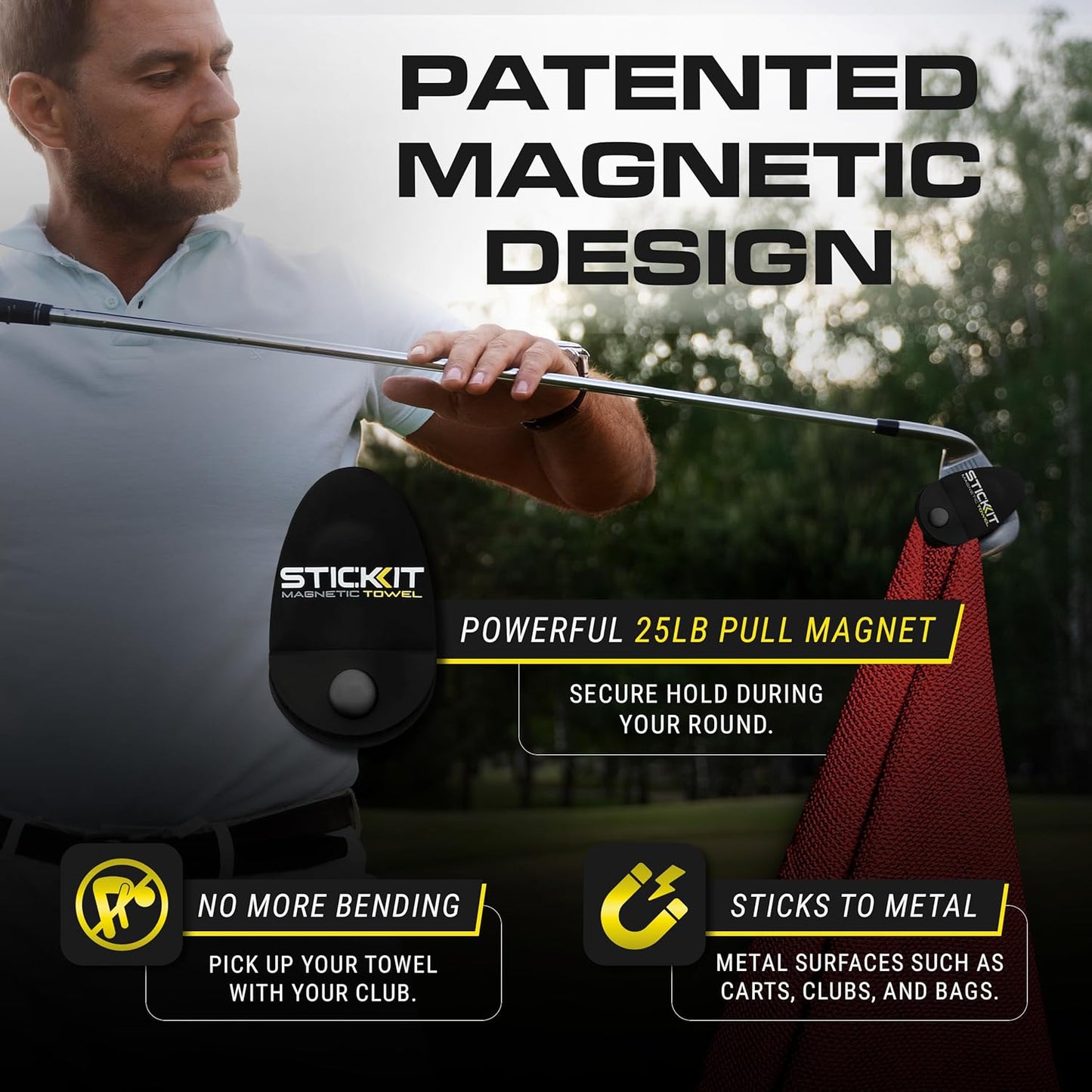 Magnetic Towel, Gray | Top-Tier Microfiber Golf Towel with Deep Waffle Pockets | Industrial Strength Magnet for Strong Hold to Golf Carts or Clubs