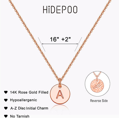 Mothers Day Gifts for Mom Daughter - 14K Gold Plated/14K Rose Gold Plated/S925 Sterling Silver Disc Initial Necklaces for Girls Jewelry Birthday Gift Graduation Gifts for Kids Girl Teens Women