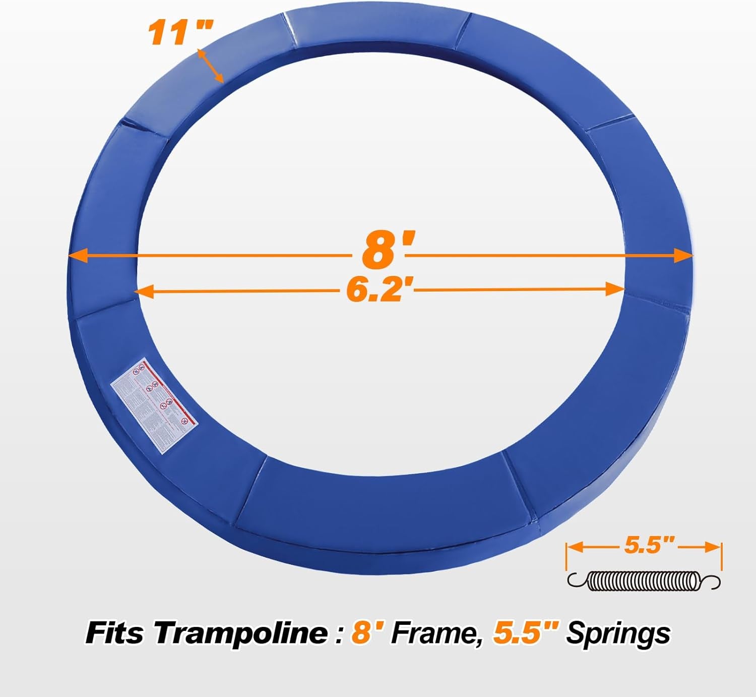 Trampoline Pad Replacement 16 15 14 13 12 10 8 Foot, Waterproof Safety Spring Cover round Frame Pad, No Hole for Pole